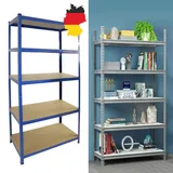 Schwerlastregal 170x75x30cm (HxBxT) Regal Metall 5 Etagen Kellerregal, Lagerregal, Werkstattregal oder Garagenregal - 5 MDF-Platten, Tragkraft bis zu 875kg - Blau