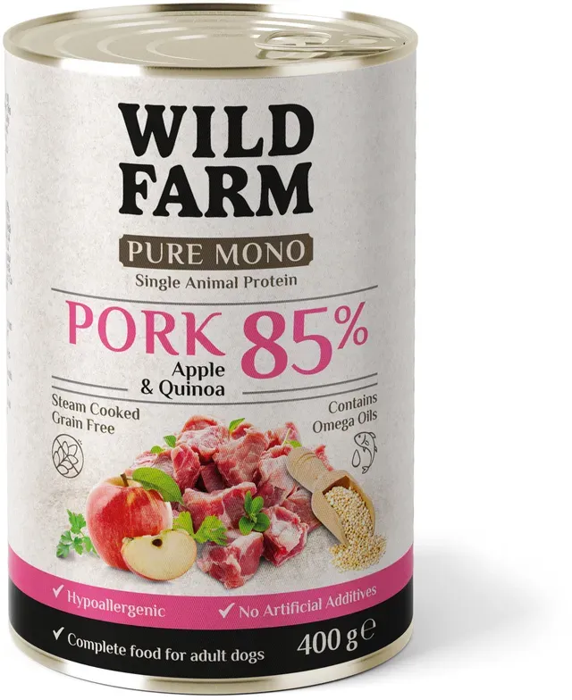 WILD FARM PURE MONO Schweinefleisch Apfel und Quinoa 400g Monoprotein-Hundefutter