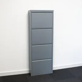 VCM ebuy24 Schuhschrank mit 12 Klappen/Türen in Metall grau. Fertig montiert geliefert.