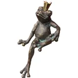 Steinfiguren Horn Wasserspeier Froschkönig, Bronze Frosch, Tierfigur für Garten & Teich