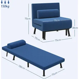 Homcom Schlafsessel, Klappbett mit Bettfunktion, Rückenkissen,