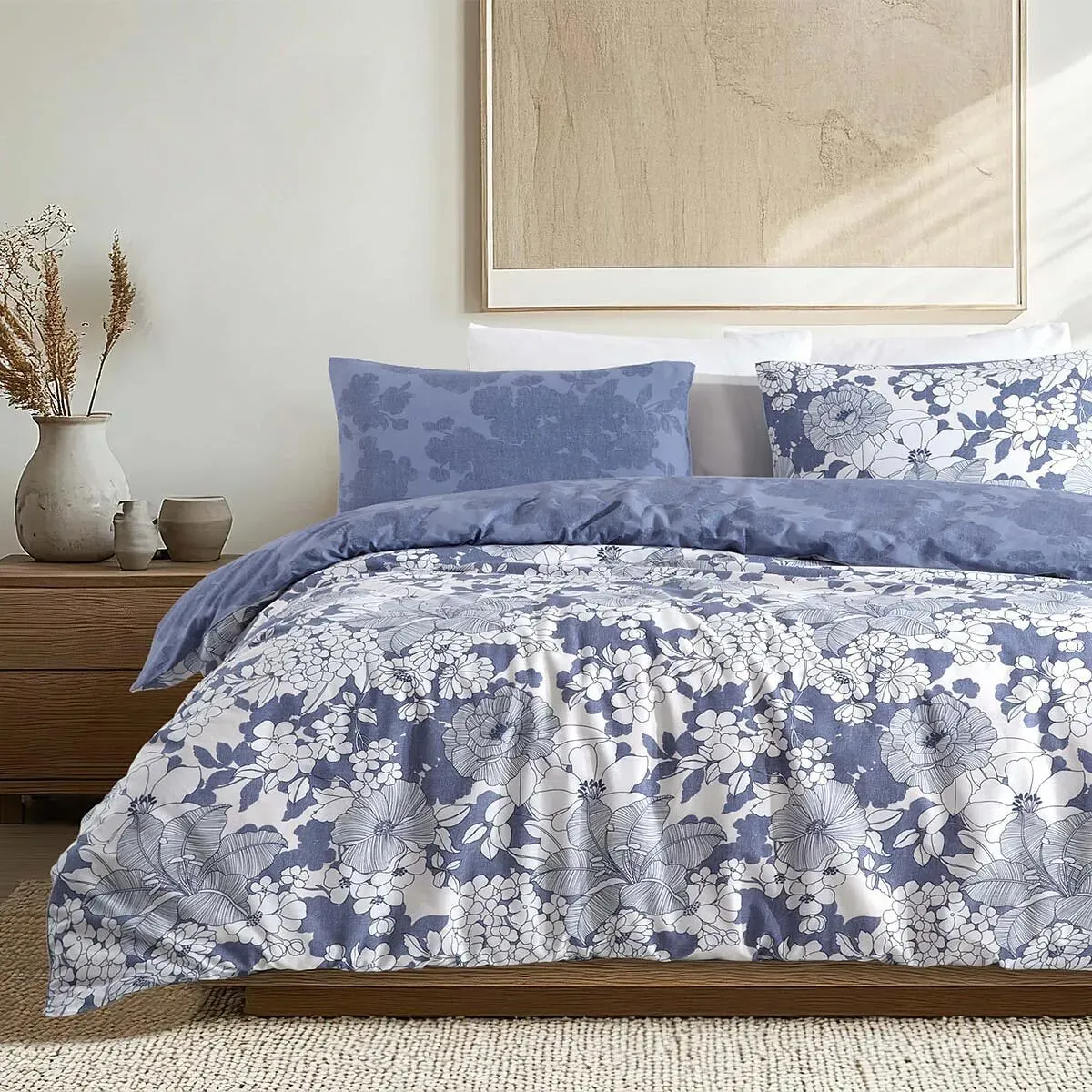 Traumschlaf Bettwäsche Mirandus storm 135x200 cm + 80x80 cm - blau;weiß