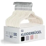 Blumtal Kleiderbügel Rutschfest - Samtoptik - Platzsparend, (100-tlg), Premium inkl. Krawattenhalter, 360° drehbar, Anti-Rutsch Bügel beige