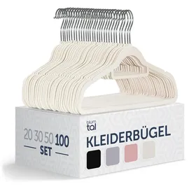 Blumtal Kleiderbügel Rutschfest - Samtoptik - Platzsparend, (100-tlg), Premium inkl. Krawattenhalter, 360° drehbar, Anti-Rutsch Bügel beige