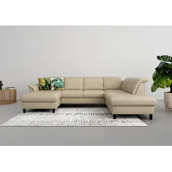 Wohnlandschaft SIT & MORE "Maggiore U-Form", beige, B:312cm T:224cm, 100% Polyester, Sofas, wahlweise mit Kopfteilverstellung, Bettfunktion und Stauraum