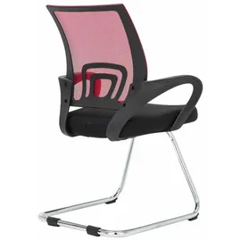 CLP 2er Set Freischwinger Eureka I Polsterstuhl mit Stoffbezug I Rückenlehne mit Netzbezug I Esszimmerstuhl mit Metallgestell