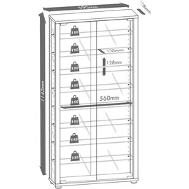 MID.YOU Hängevitrine Vitrosa ca. 59x114x18 (cm): B: 59 H: 114,3 T: 18.0