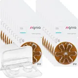 120 Siemens Signia Hörgerätebatterien PR41 braun 312 + Transportbox f. 2 Zellen