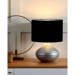 Tischlampe silber 42 cm Trommelform KUBAN