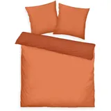 Tom Tailor Satin-Bettwäsche, 2*80x80 cm + 200x220 cm, 100% Baumwolle/Satin, mit Doppelnaht am Kissen, Wendemotiv und farbigem Markenreißverschluss, TWO-TONE SOLID COLORS Orange (Warm Coral)