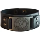 Saraswati Armband Baum des Lebens Leder schwarz Metalllegierung silberfarben