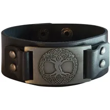 Saraswati Armband Baum des Lebens Leder schwarz Metalllegierung silberfarben