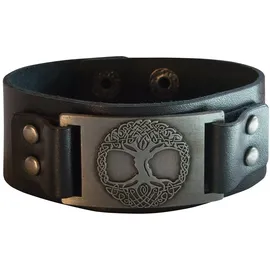 Saraswati Armband Baum des Lebens Leder schwarz Metalllegierung silberfarben