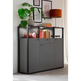 MCA Furniture Vitrine Highboard Luxor, Royal Grey / anthrazit, LED Beleuchtung grau