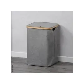 KESPER Wäschesammler, Material: Polyester, Bambus, Maße: B: 33 x T: 33 x H: 50 cm, Farbe: Grau | 19599