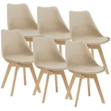 [en.casa] Esszimmerstuhl-Set, Beige, Leder, 49x81x57 cm, Esszimmer, Stühle, Esszimmerstühle, Vierfußstühle