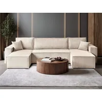 Lookway Wohnlandschaft CARLOS U CORD Gepolstertes Sofa in U-Form, Schlaffunktion beige