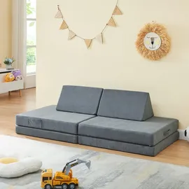 [en.casa] Kindersofa Norhulta 150 x 66 x 46 cm Cord grau