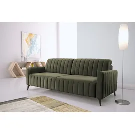 exxpo - sofa fashion Schlafcouch Mikrovelours 3-Sitzer Grün