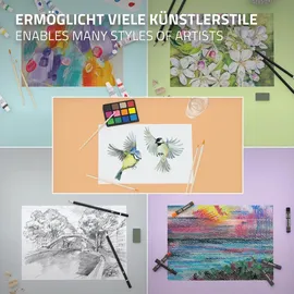 ECD Germany Malset Koffer 85-teilig, Künstlerset Maler, inkl 3 Zeichenblock, Acrylpad & Zubehör, Malkoffer Kunstbedarf für Einsteiger & Profis