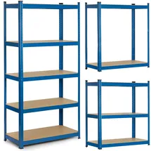 Humberg Regal Kellerregal Lagerregal Schwerlastregal mit Stahlgestell Metall Belastbar bis 875 kg 5 Ablagen 40 x 90 x 180 cm Blau
