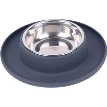 Dehner Hundenapf Clean Bowl, 350 ml, Ø 24 cm, Höhe 4 cm, Edelstahl/Silikon, dunkelgrau
