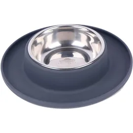 Dehner Hundenapf Clean Bowl, 350 ml, Ø 24 cm, Höhe 4 cm, Edelstahl/Silikon, dunkelgrau