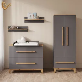 livinity® Wickelkommode, Mailo Grau/Artisan mit 2 Schubladen