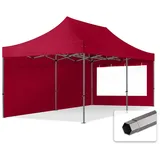 TOOLPORT Faltzelt Faltpavillon, Pavillon 3x6m - mit 2 Seitenteilen (Panoramafenster) premium Dach Partyzelt rot