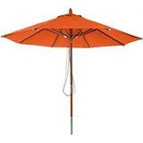 Mendler Gastronomie Holz-Sonnenschirm HWC-C57, Gartenschirm, Polyester/Holz 14kg, rund Ø3m Seilzug stoßsicher - terracotta