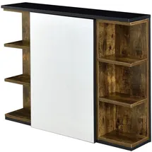 [en.casa] Badezimmerschrank Harstad 64x80x20 cm Dunkler Holzton / Schwarz