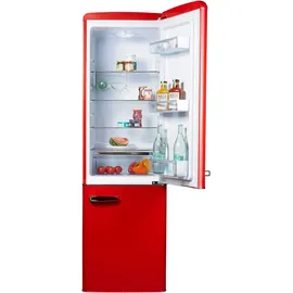 Amica KGCR 387 100 R Retro-Kühl-Gefrierkombination (244 l, 1810 mm hoch, Rot)