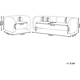 Beliani Sofa Set 4-Sitzer Leiren Bouclé Weiß