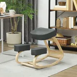 Kniestuhl, Ergonomischer Sitzhocker, Polsterhocker Für Gesunde Sitzhaltung, Birkenholz, 120 Kg Belastbar, Dunkelgrau