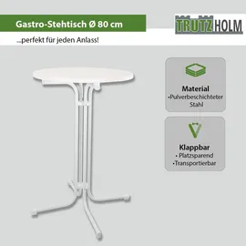 Baumarktplus Set Stehtisch klappbar Ø 80 cm & Husse beige Tischdecke bügelfrei Gastrotisch...