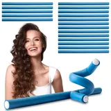 ECENCE 20 Papilotten Lockenwickler flexibler Wickler Locken ohne Hitze Heatless Curls Durchmesser Ø 14mm x 240mm Länge Blau Locken über Nacht