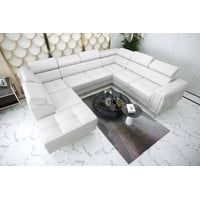 JVmoebel Ecksofa, Sofa U-Form Stoffsofa Couch Wohnlandschaft Design Modern Leder Sofas Braun Neu weiß