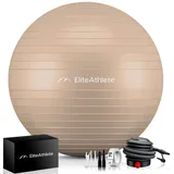 EliteAthlete EliteAthlete® Gymnastikball Sitzball Büro ergonomisch mit Anti Burst System - Fitness Yoga Pilates Schwangerschaft - Schwangerschaftsball Fitnessball Yogaball - Yoga Ball inkl. Luftpumpe - Cappu 55cm