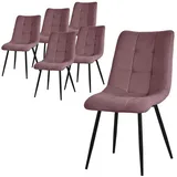 ML-DESIGN Stuhl Esszimmerstühle mit Rückenlehne moderne Design Lounge Küchenstühle (6 St), Polsterstuhl Esstischstühle 6er Set Küchenstuhl Polyester bis 120kg rosa|rot