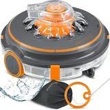 KESSER® Poolroboter Poolreiniger Akku Aqua-9000 inkl. Transporttasche Pool Roboter für bis 80m2 Pools, Li-Ion Akku max. 75 min, Kabellos Poolsauger Bodenreinigung Vollautomatisch Bodensauger Orange