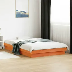 vidaXL Massivholzbett mit LED-Beleuchtung Wachsbraun 120x200 cm Kiefer