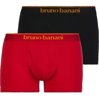 bruno banani Herren Boxershorts, 2er Pack Quick Access Unterhose, einfarbig, Baumwolle Schwarz/Rot M