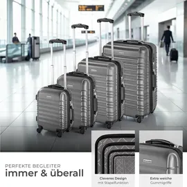 Tectake Koffer-Set 4-tlg. grau/silberfarben