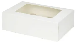 Greenbox Cupcake Boxen, inkl. Einlage, Sichtfenster, 6er, Weiße Gebäckboxen mit Einlage für Backwaren, 1 Karton = 125 Stück