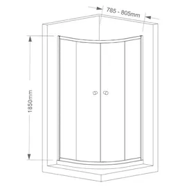 Aqualine ARLETA Duschkabine Viertelkreis mit Schiebetür 80 x 80 cm Klarglas R550