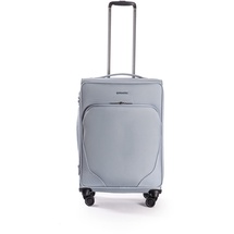 Stratic Mix Koffer Weichschale Reisekoffer Trolley Rollkoffer mittelgroß, TSA Kofferschloss, 4 Rollen, Erweiterbar, Größe M, Steel