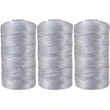 3 Stücke 1.5mm Polyester Garn,MoreChioce Polypropylen-Kordel Makramee-Kordel Makramee Seil Häkelgarn Makramee Garn Polyester Macrame Cord Häkeltasche Kordel für Strickwaren,Silber Grau