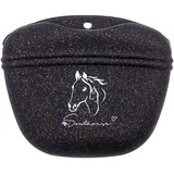 Soulhorse Silikon Leckerlibeutel für Hund & Pferd, Top Leckerlibeutel mit Magnetverschluss, Leckerlibeutel, Leckerli Tasche Karabiner, Farbe - Schwarz Glitzer