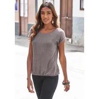 LASCANA Kurzarmshirt Damen taupe-gemustert, schwarz Gr.44/46