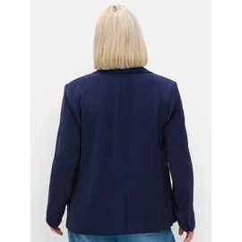 sheego Kurzblazer SHEEGO "Blazer", Damen, Gr. 52, blau (tiefblau), 100% Polyester, Blazer Kurzblazer